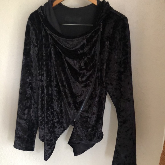 BLANKNyC Black Crushed Velvet Zip up Moto Jacket - Picture 5 of 15
